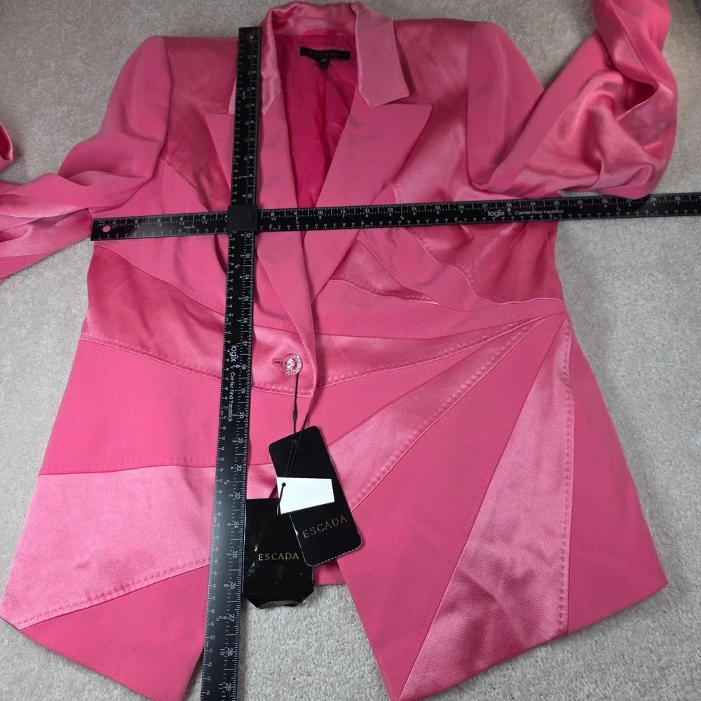 Escada Bergrid Blazer Womens US 12 EU 44 Pink Swarovski Crystal Button NWT - Picture 6 of 13